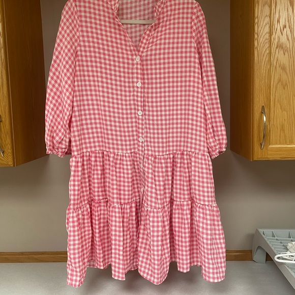 SHEIN Dresses & Skirts - SHEIN Women’s Pink Casual Gingham Ruffle Pleated Mini Dress